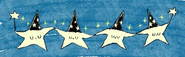 Hand-drawn stars on a blue background
